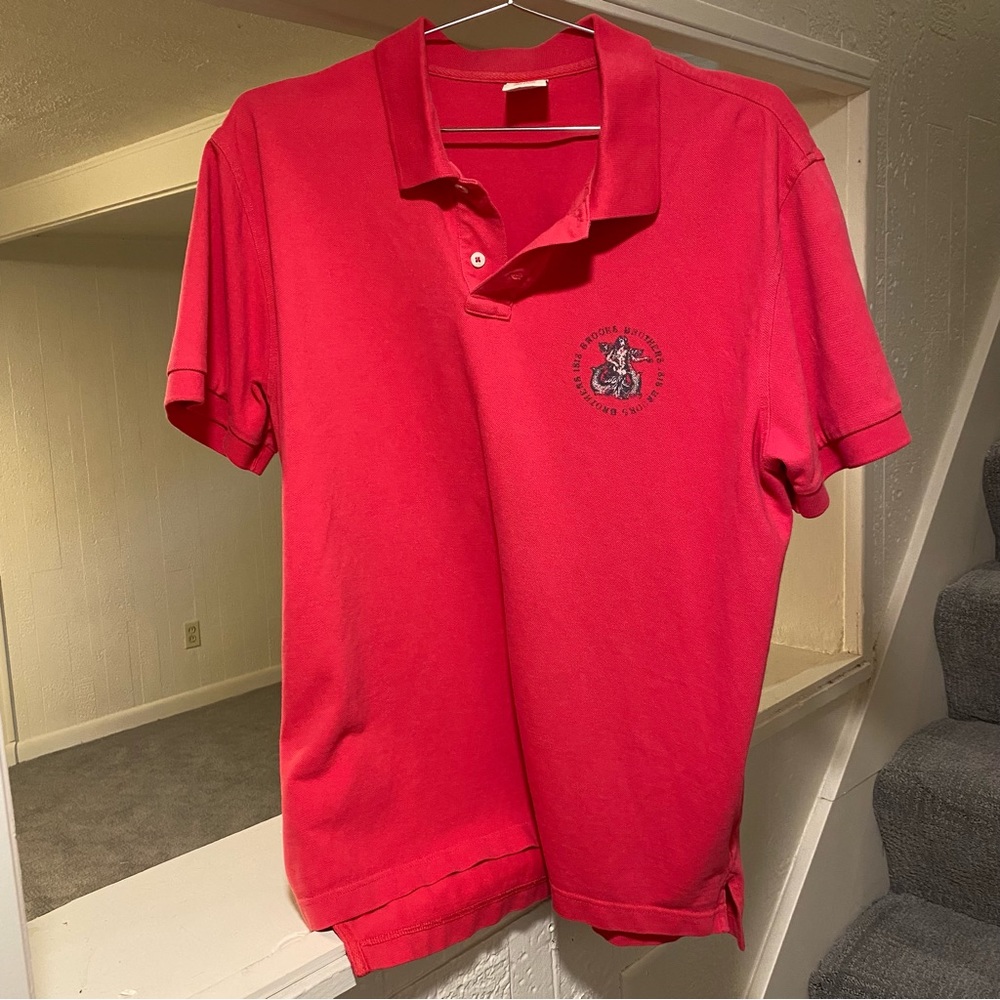 Brooks Brothers 346 Vintage Polo Shirt Size XL Loud Bright Salmon Pink